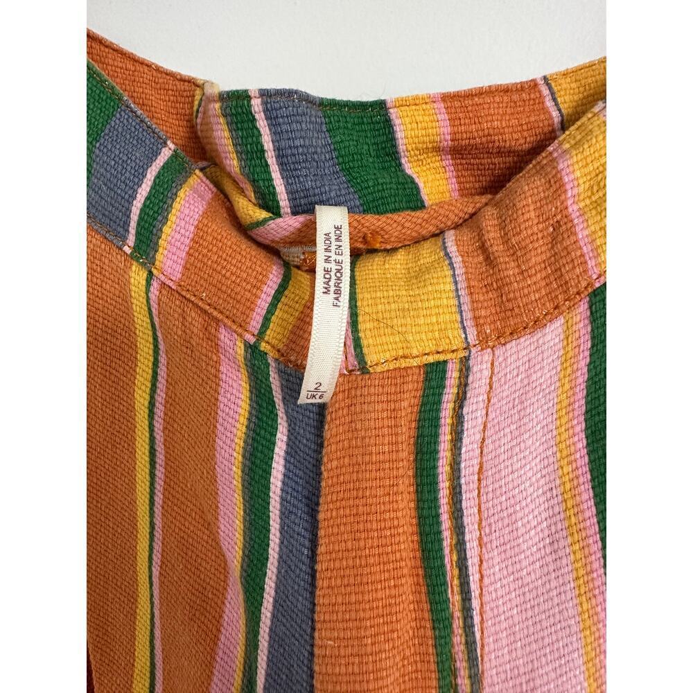 ๐ Free People La Paz Striped Cropped Pants โ Orange Multi | Size 2 | Retro Boh0 - Picture 4 of 6